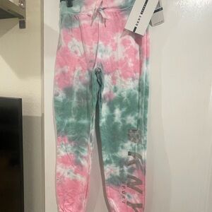 DKNY Tie-Dye Sweatpants Pink and Green